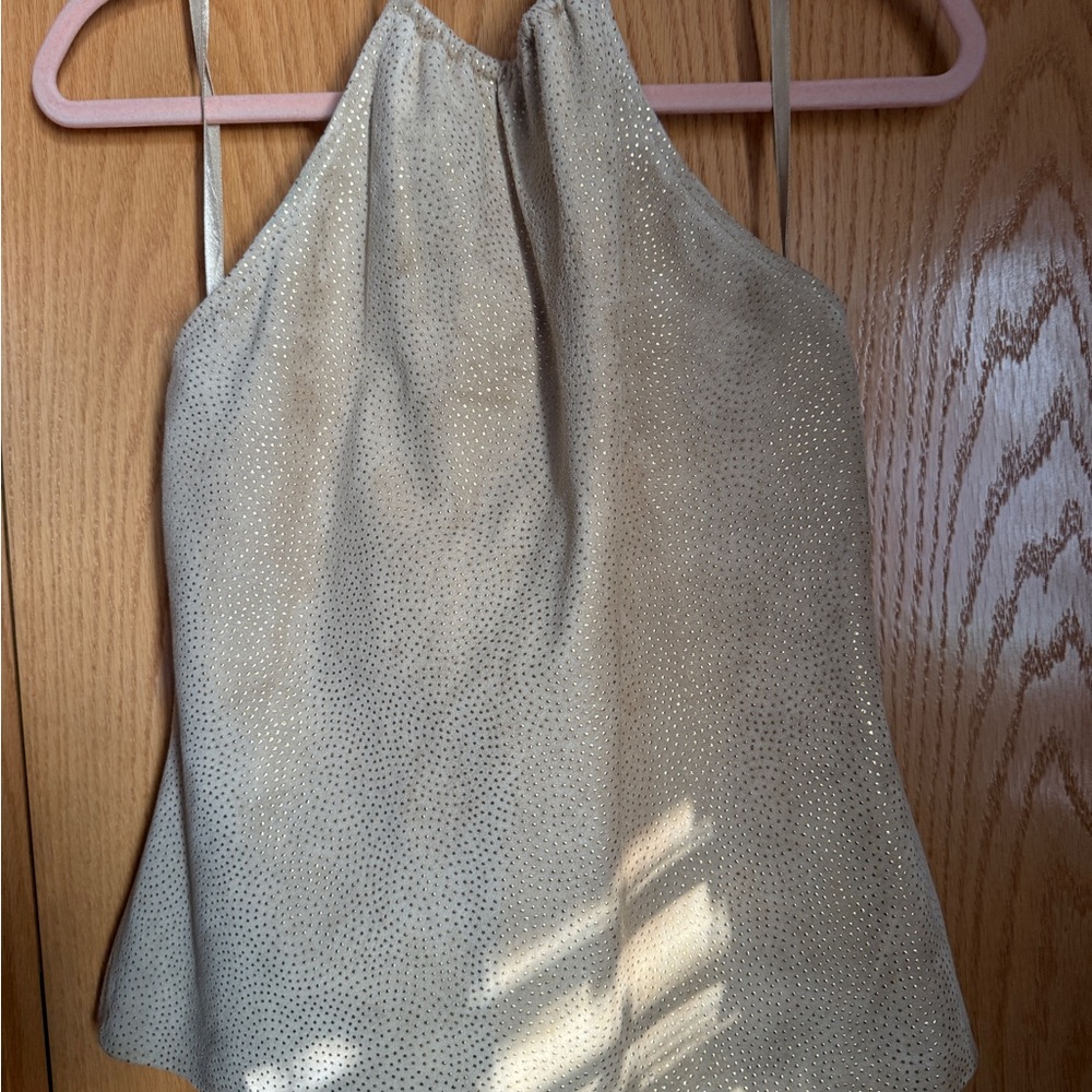 Elegant Gold Leather Halter Top
